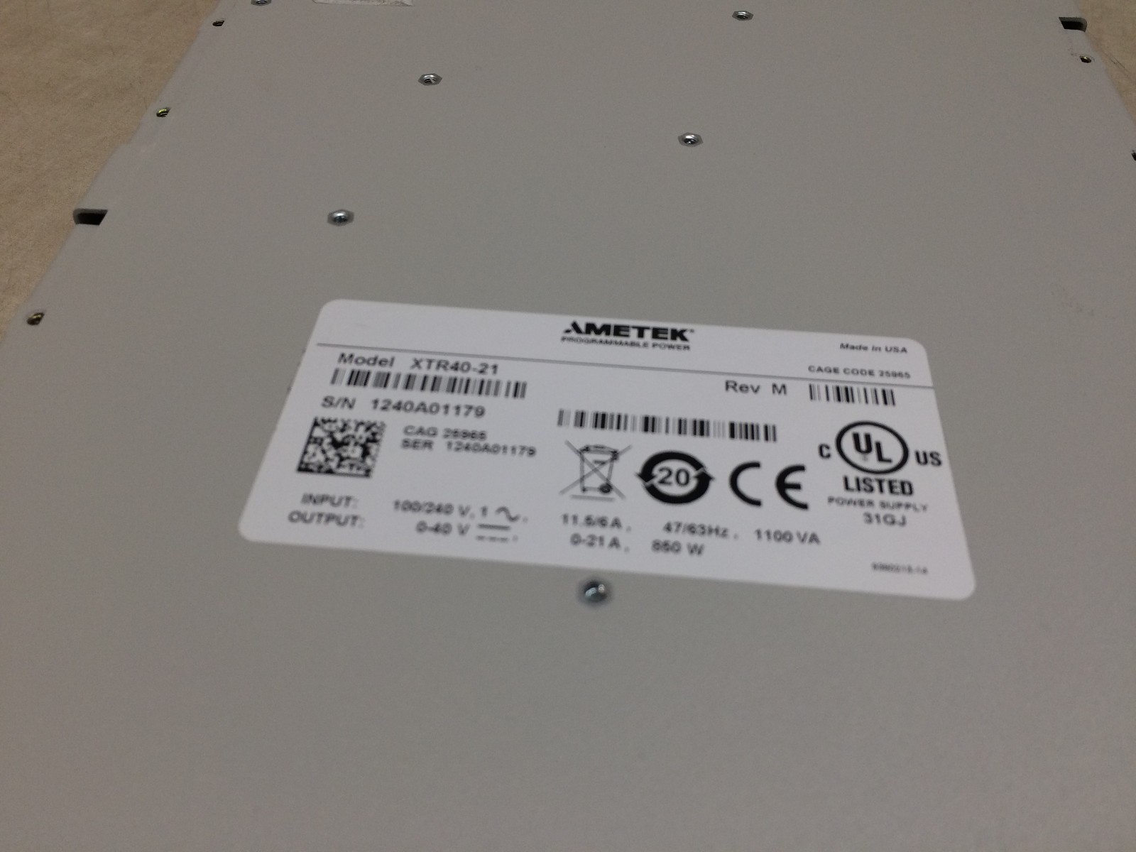 Sorensen XTR 40-21 40v 21A Variable Programmable DC Power Supply 840w