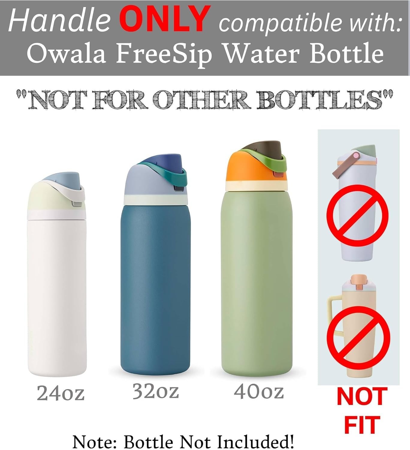 Compact & Lightweight Water Bottle Handle for Owala FreeSip - Dishwasher Safe
