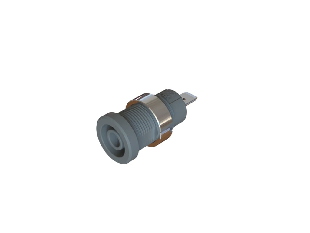 Cal Test CT4397-08-8 - 4mm Sheathed Jack, 4.8mm Quick-Connect, Panel, UL, Grey
