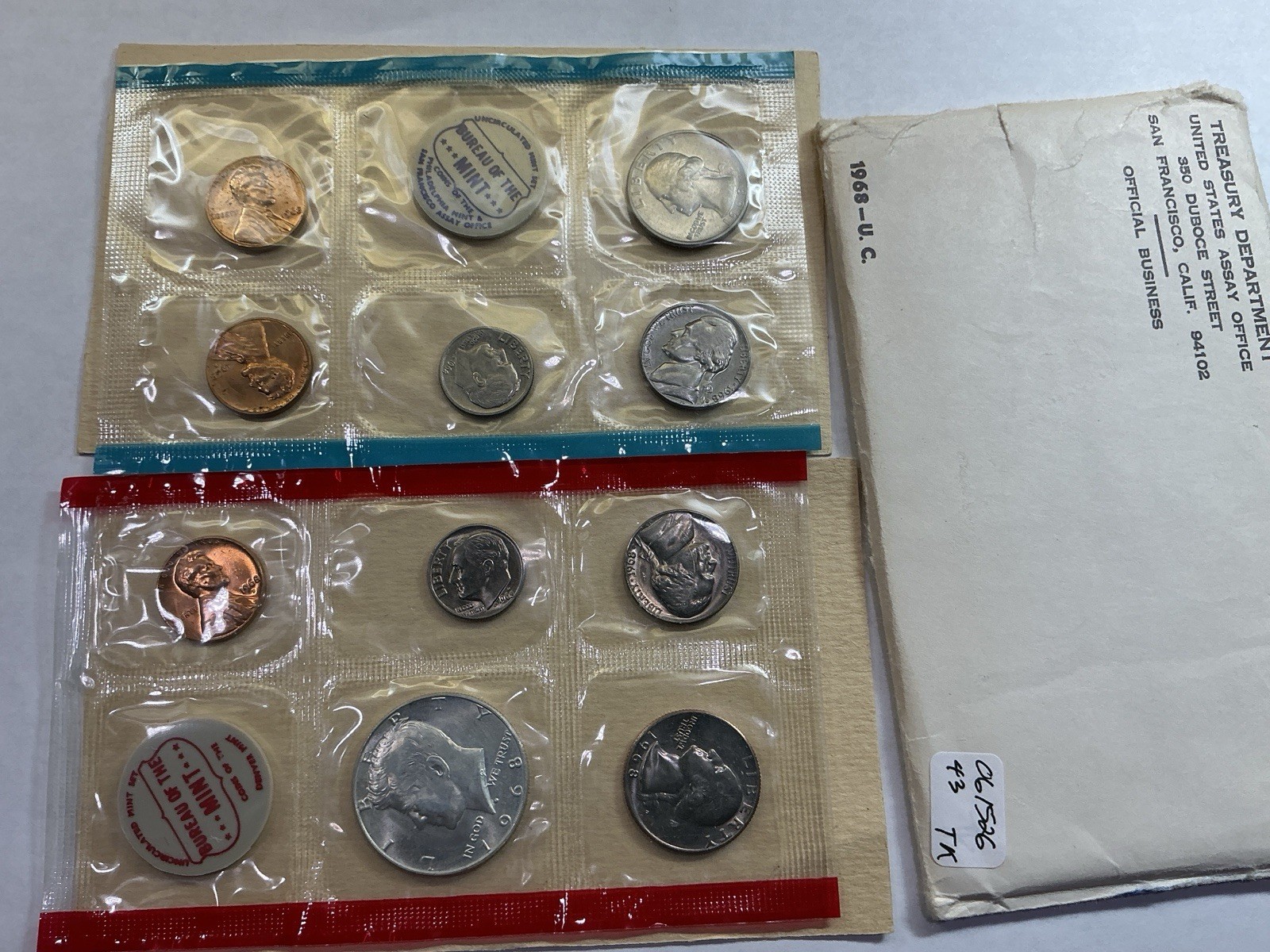 1968 PDS US Mint Uncirculated 10 Coin Set Original w/Silver Kennedy 061526 43tk