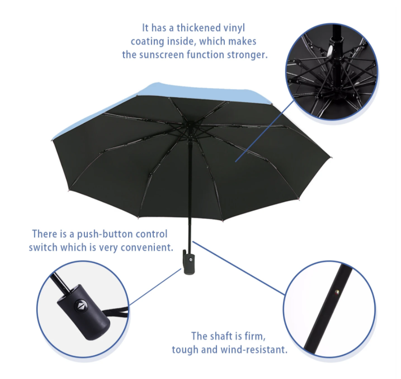 Automatic Umbrella Sun and Rain Anti-UV Windproof 3 Folding Compact Umbrella