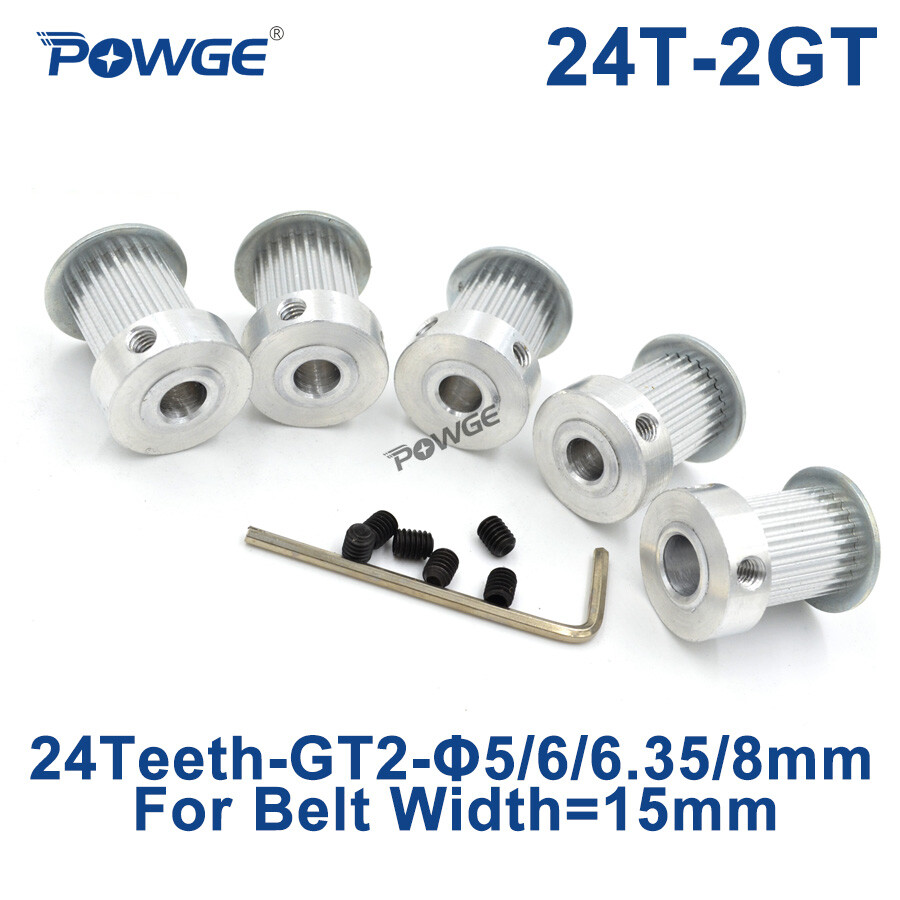 24 Teeth 2GT Timing Pulley Bore 5/6/6.35/8mm for Width 15mm GT2 belt 24T 24teeth