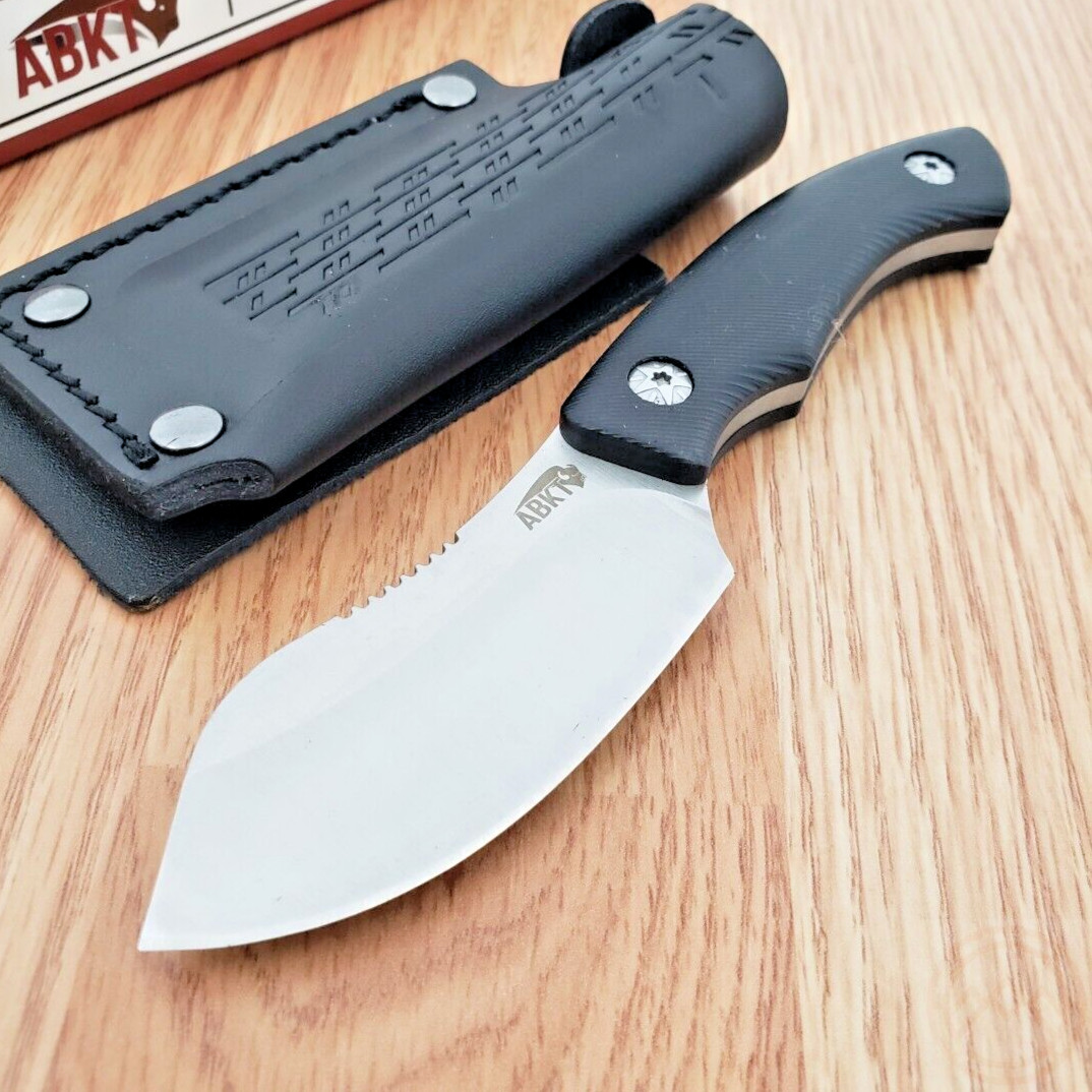 ABKT Tac Grunt Fixed Knife 3" 8Cr13MoV Steel Full Tang Blade Black G10 Handle