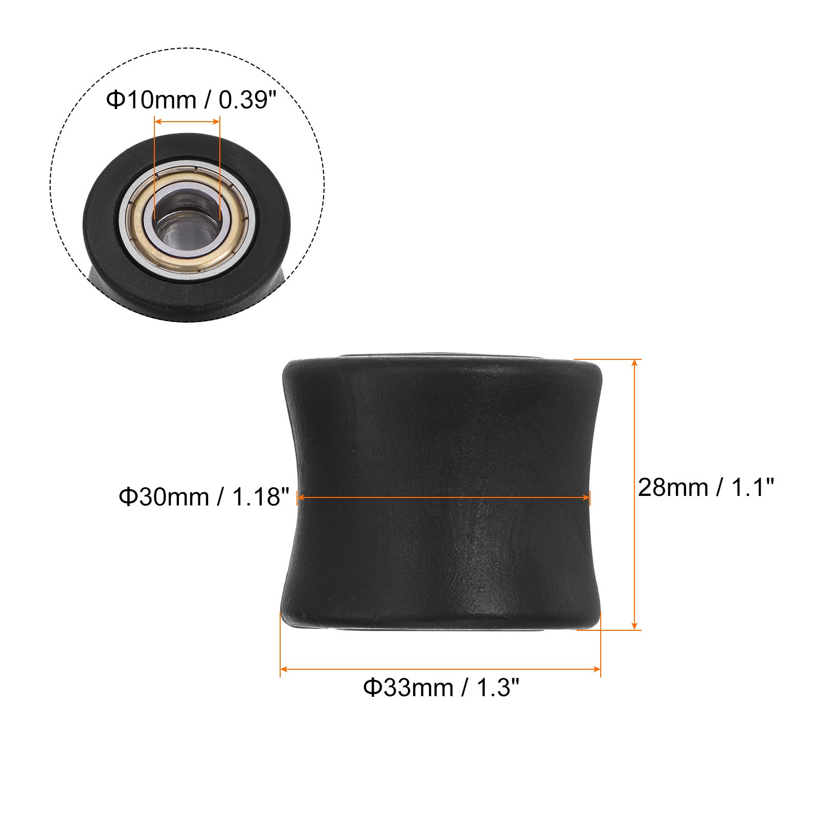 Chain Roller Pulley Tensioner 10mm Concave Type Guide Wheel Slider Black