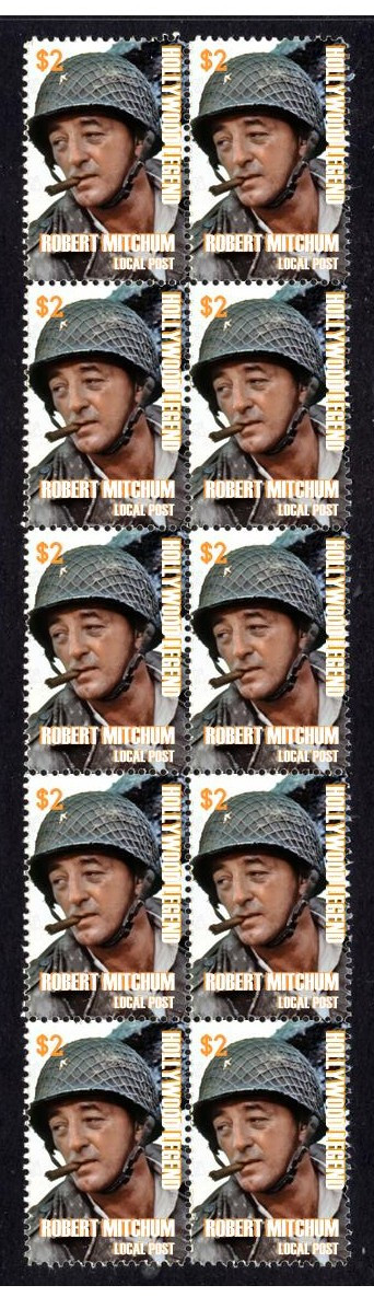 Robert Mitchum Hollywood Strip Of 10 Mint Stamps 2