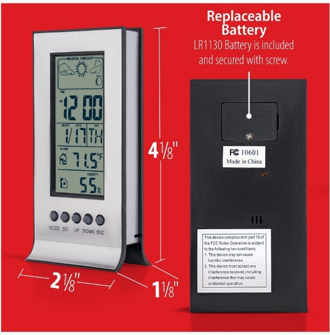 Mitaki-Japan Indoor Weather Station Clock Alarm with Snooze Calendar