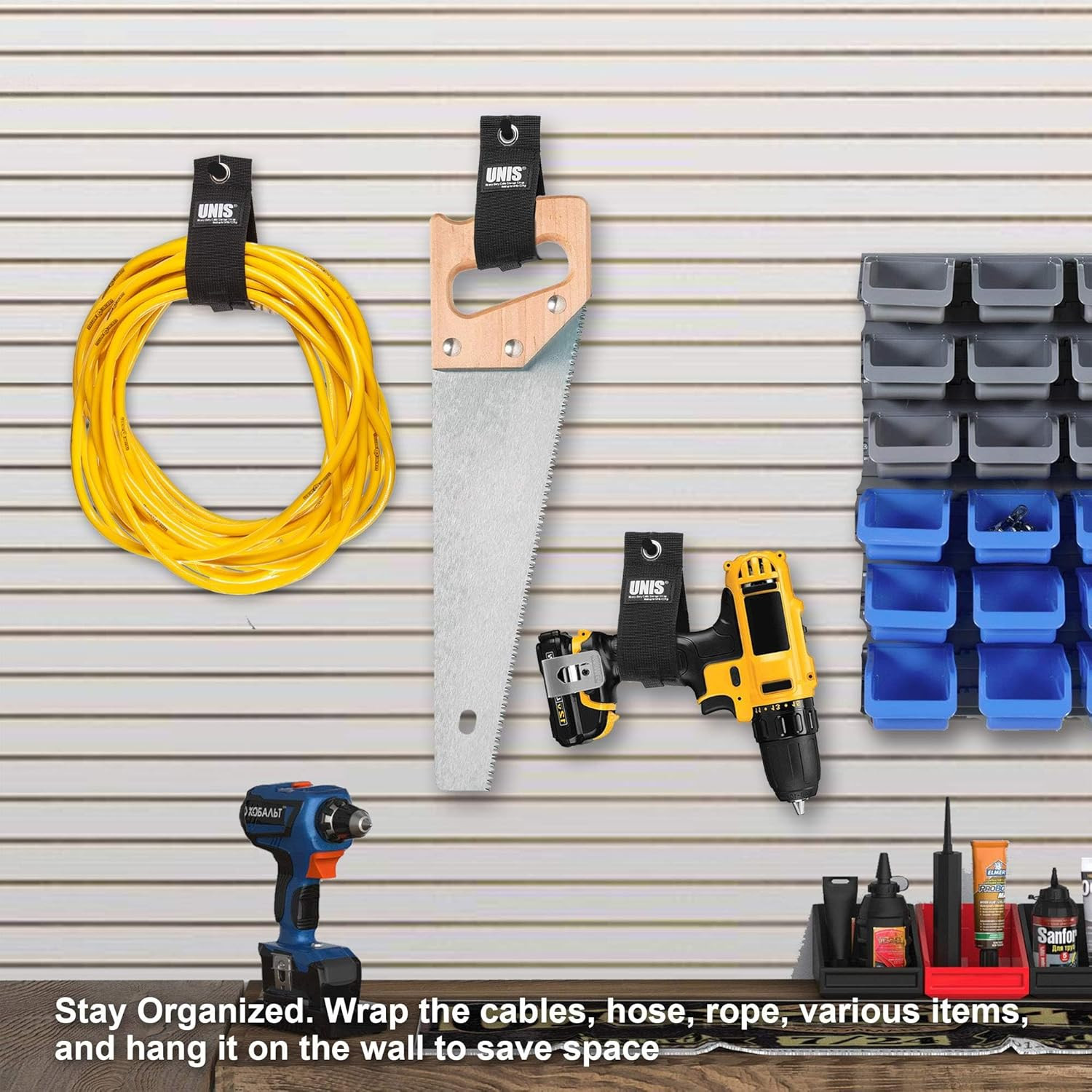 8 Pack Heavy Duty Large 13-Inch Extension Cord Storage Extendable Cable Ties Str