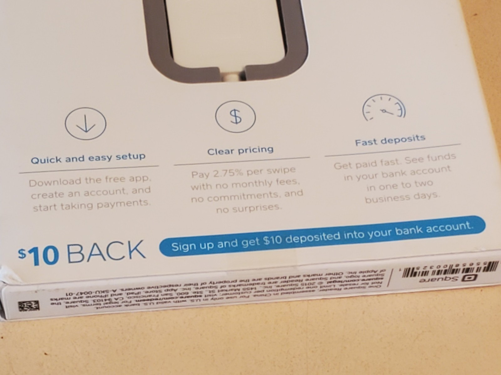SQUARE READER Credit Debit Card scan via mobile phone smartphone iOS Android