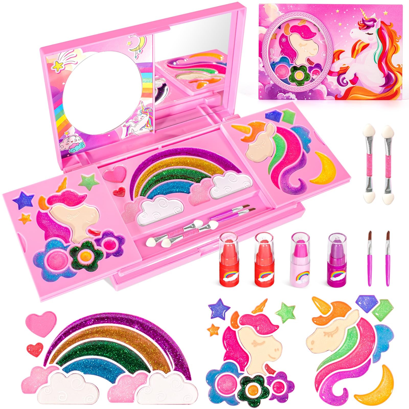 ULOVEME Kids Makeup Kit - Little Girls -Washable, Real, child-size