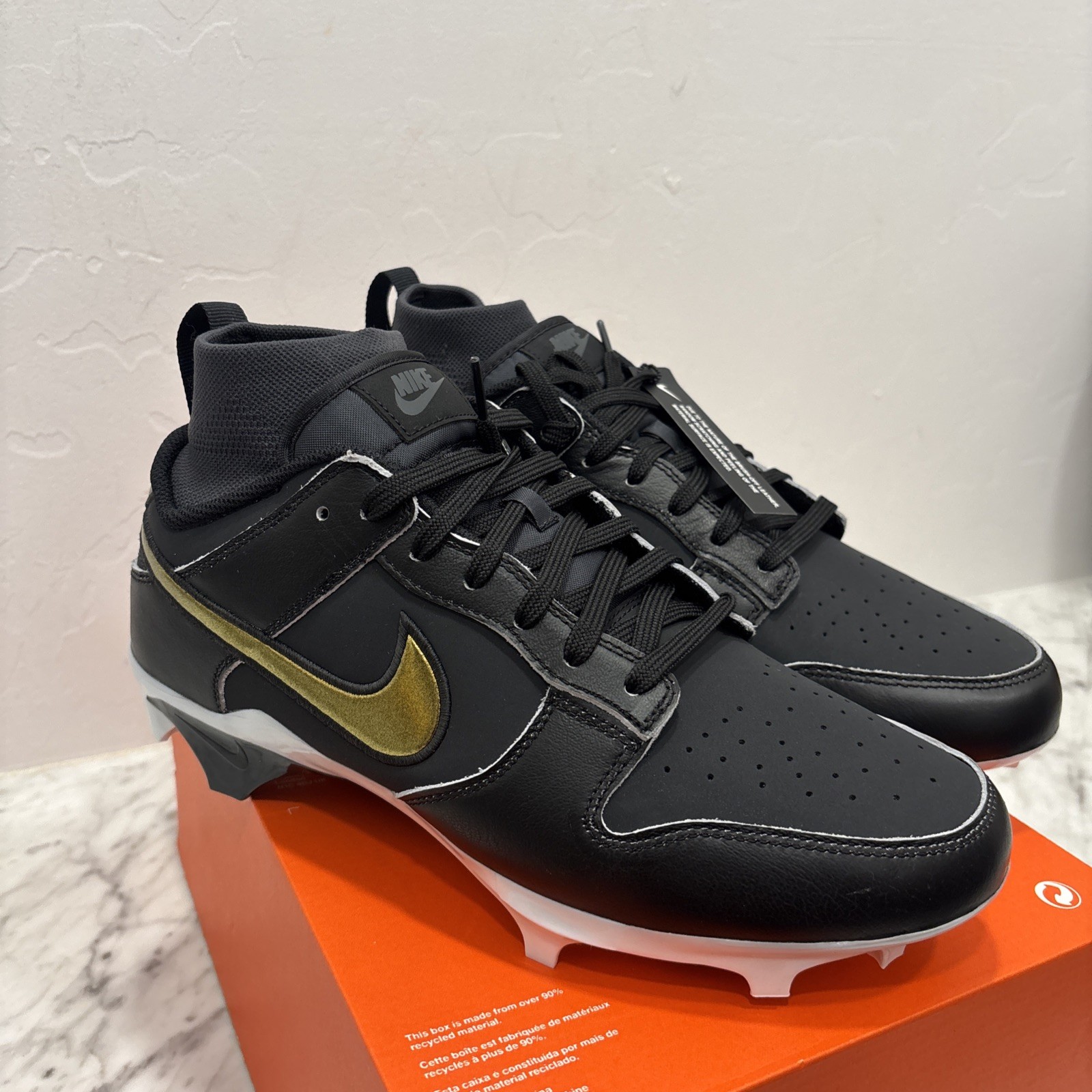 Size 10 Nike Alpha Menace Dunk 'Black Off Noir Gold' HV6923-001