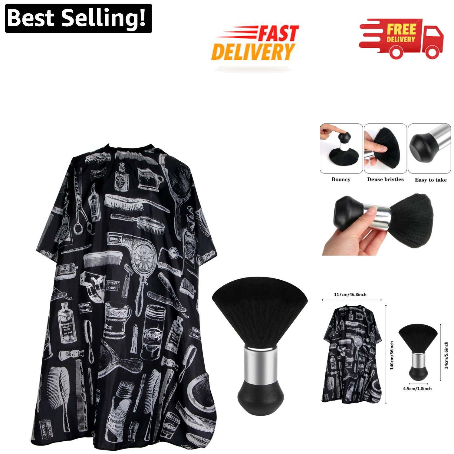 Professional Salon Hair Cutting Cape with Neck Duster - Full Coverage & Comfort