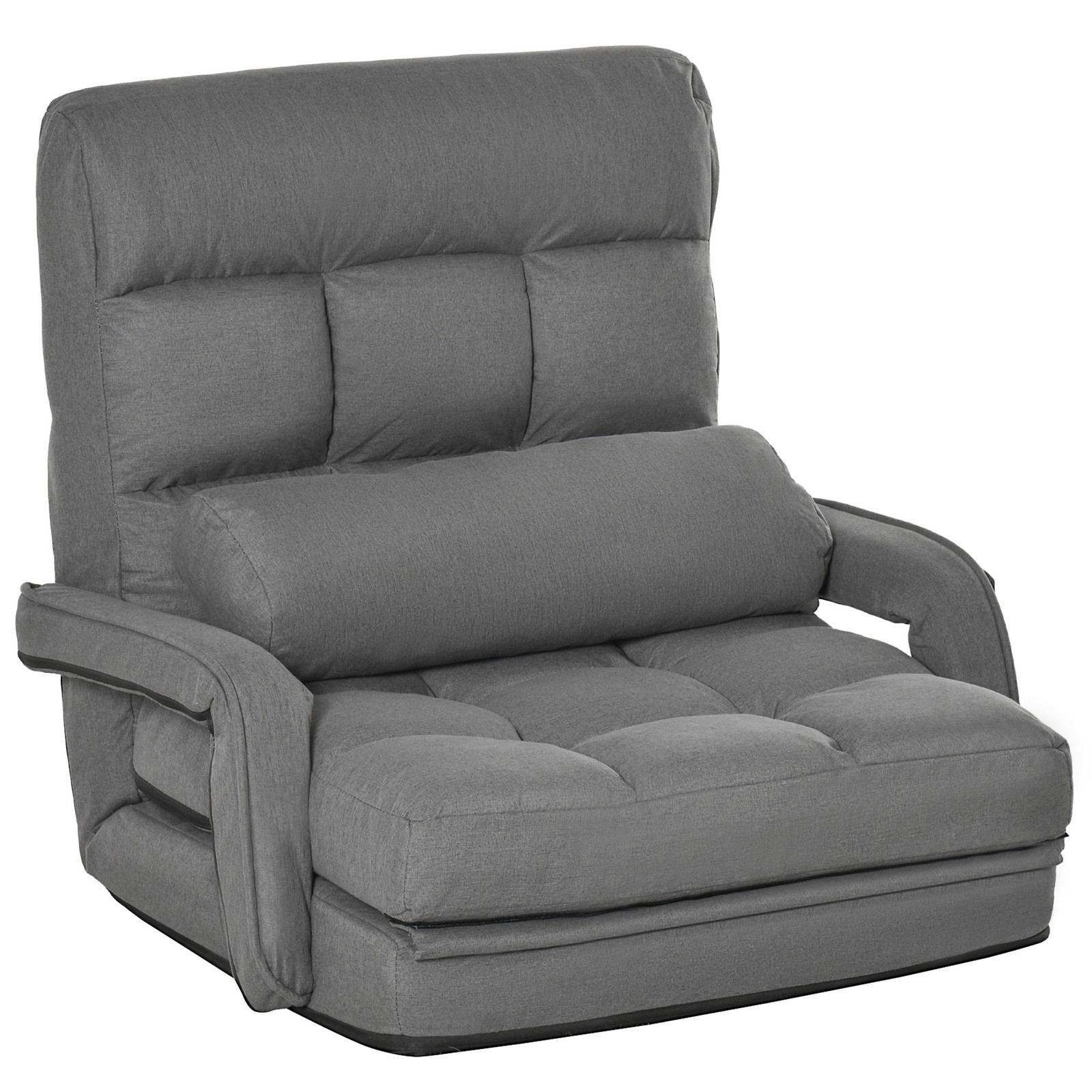 HOMCOM Convertible Floor Sofa Bed, Recliner Armchair Upholstered Sleeper Chair