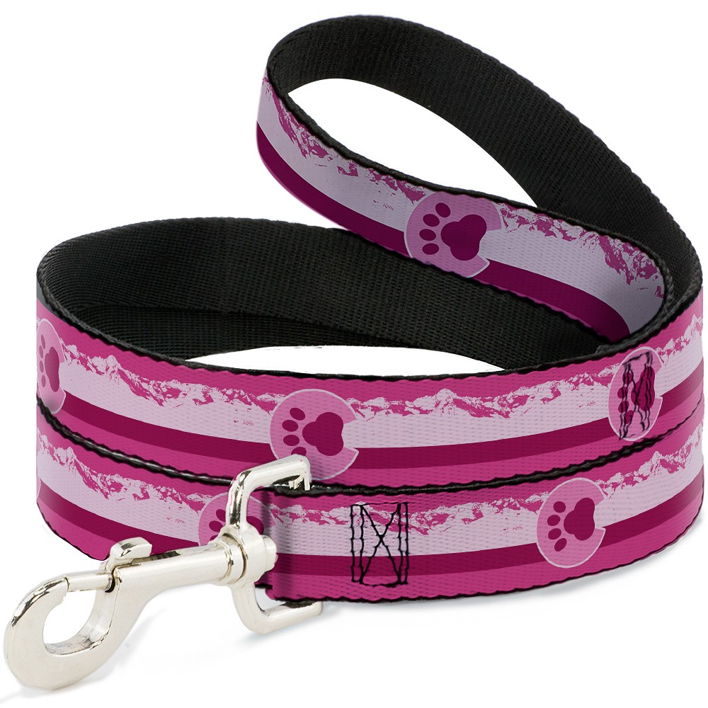 Dog Leash Colorado Paw/Mountains Pinks NARROW 0.5"