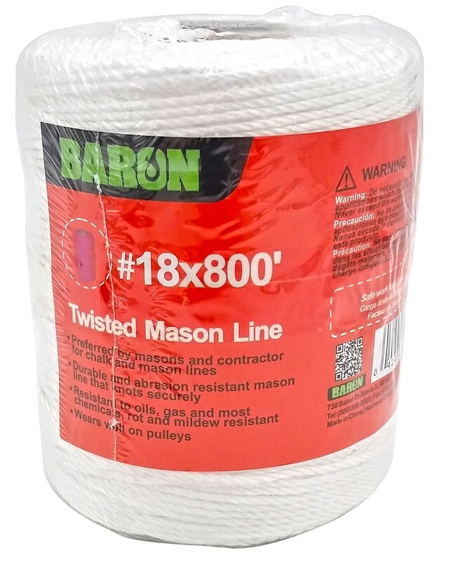 NEW Baron 70817 Twisted Mason Line, 18 Inch x 800 Feet  7459506