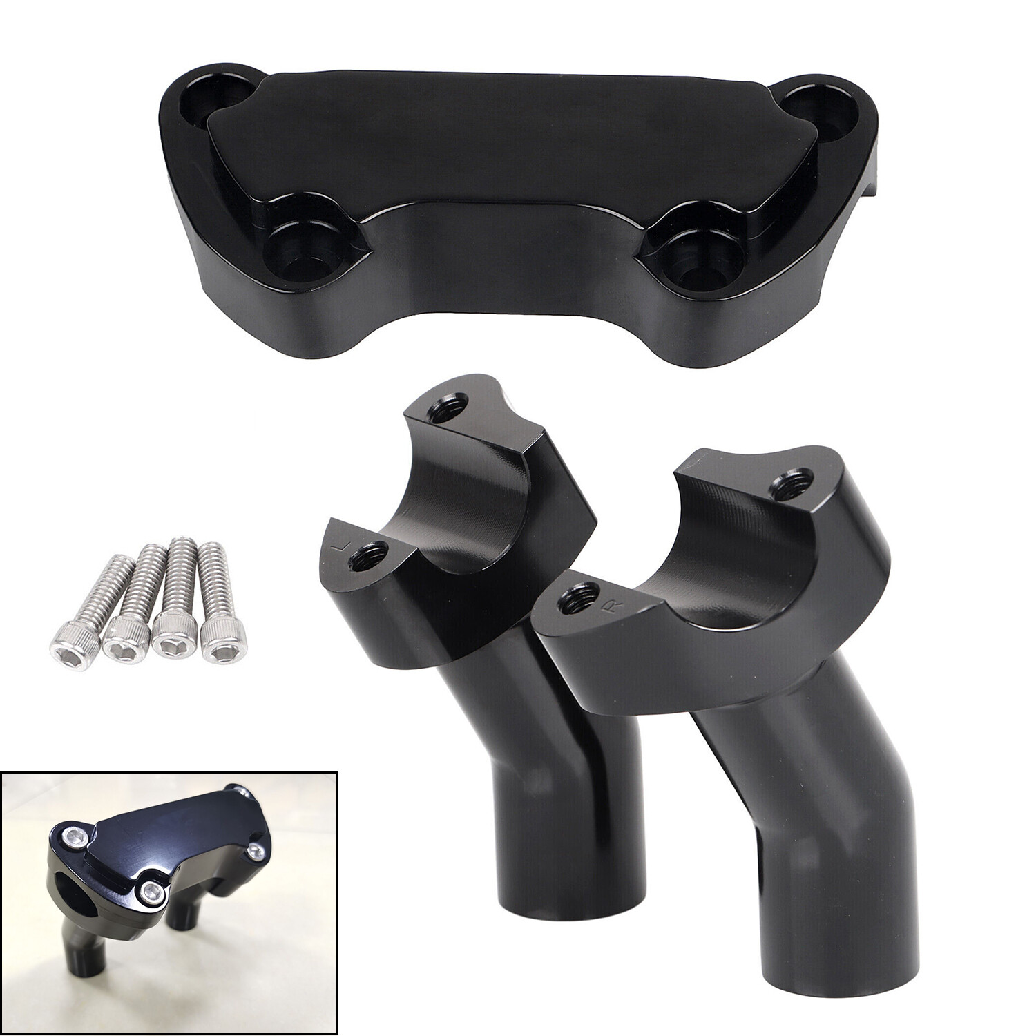 3.5" Handlebar Riser Top Clamp For Harley Heritage Softail FLSTC Fat Boy Black