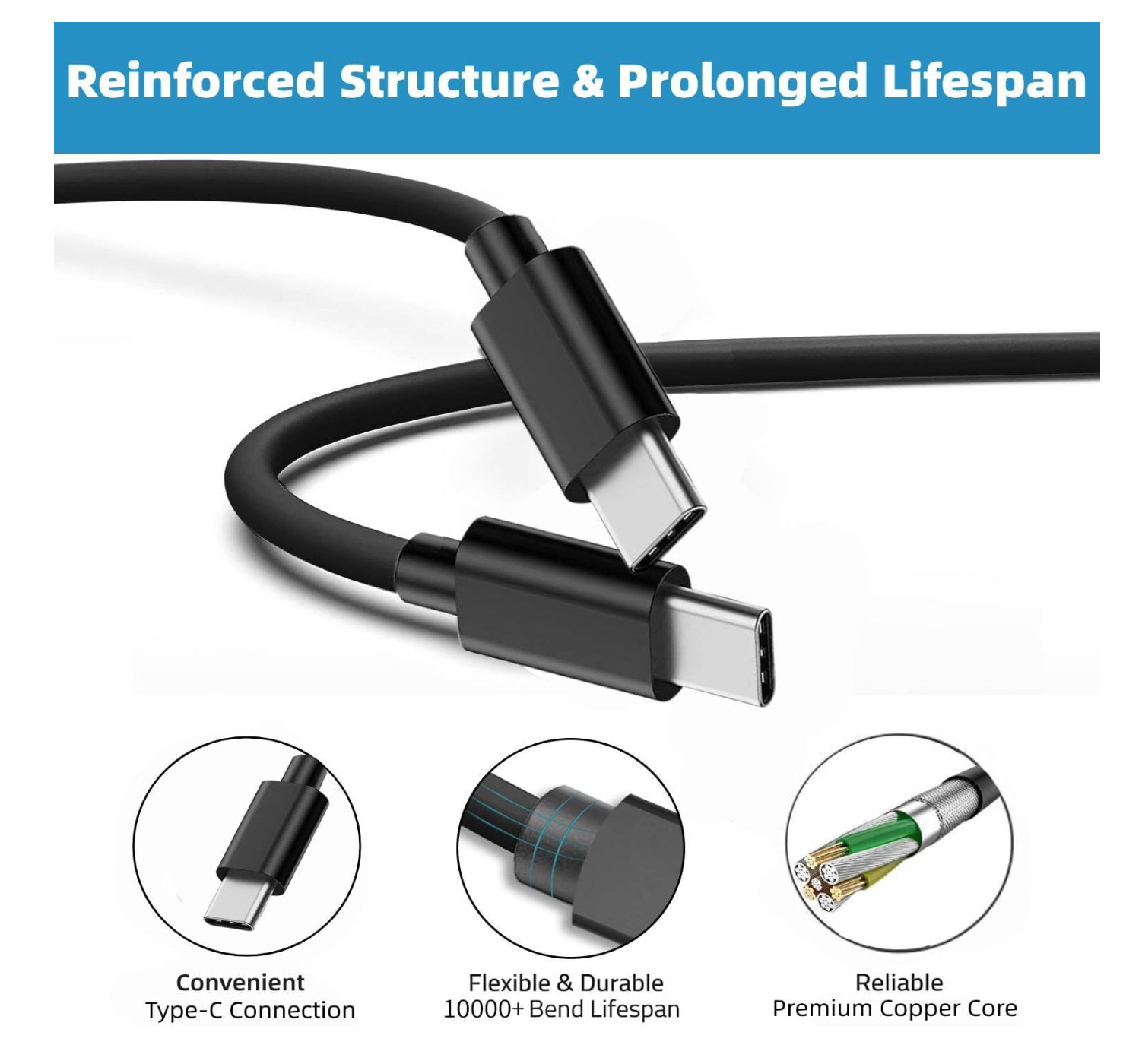 Meta Oculus Quest Virtual Reality Headset Cable - Black 1m
