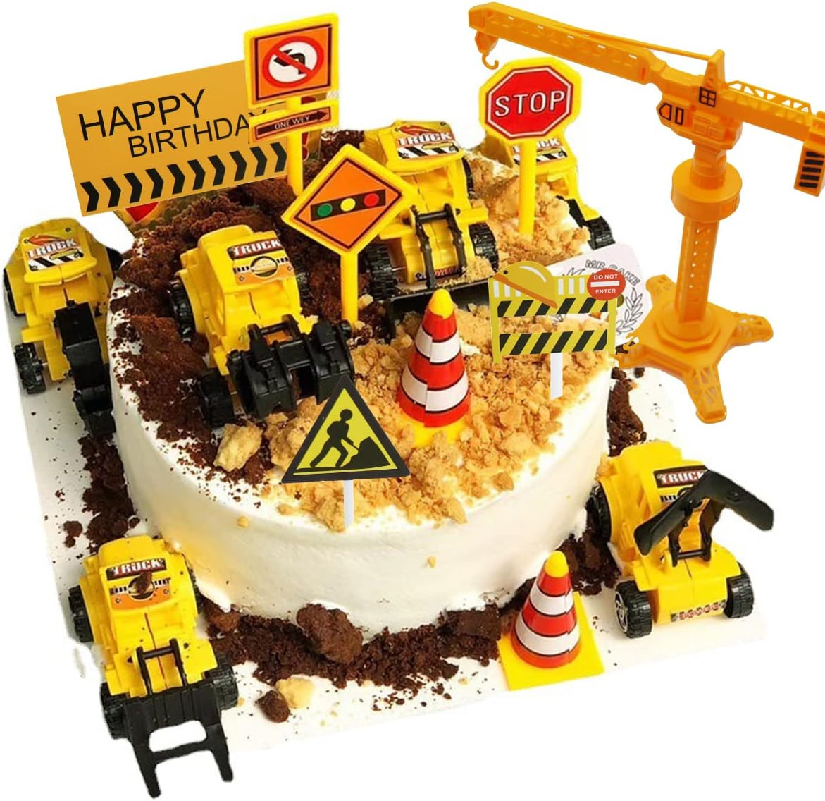 18 PCS Construction Cake Toppers Vehicles Cake Decoration Set Excavator Tower Cr