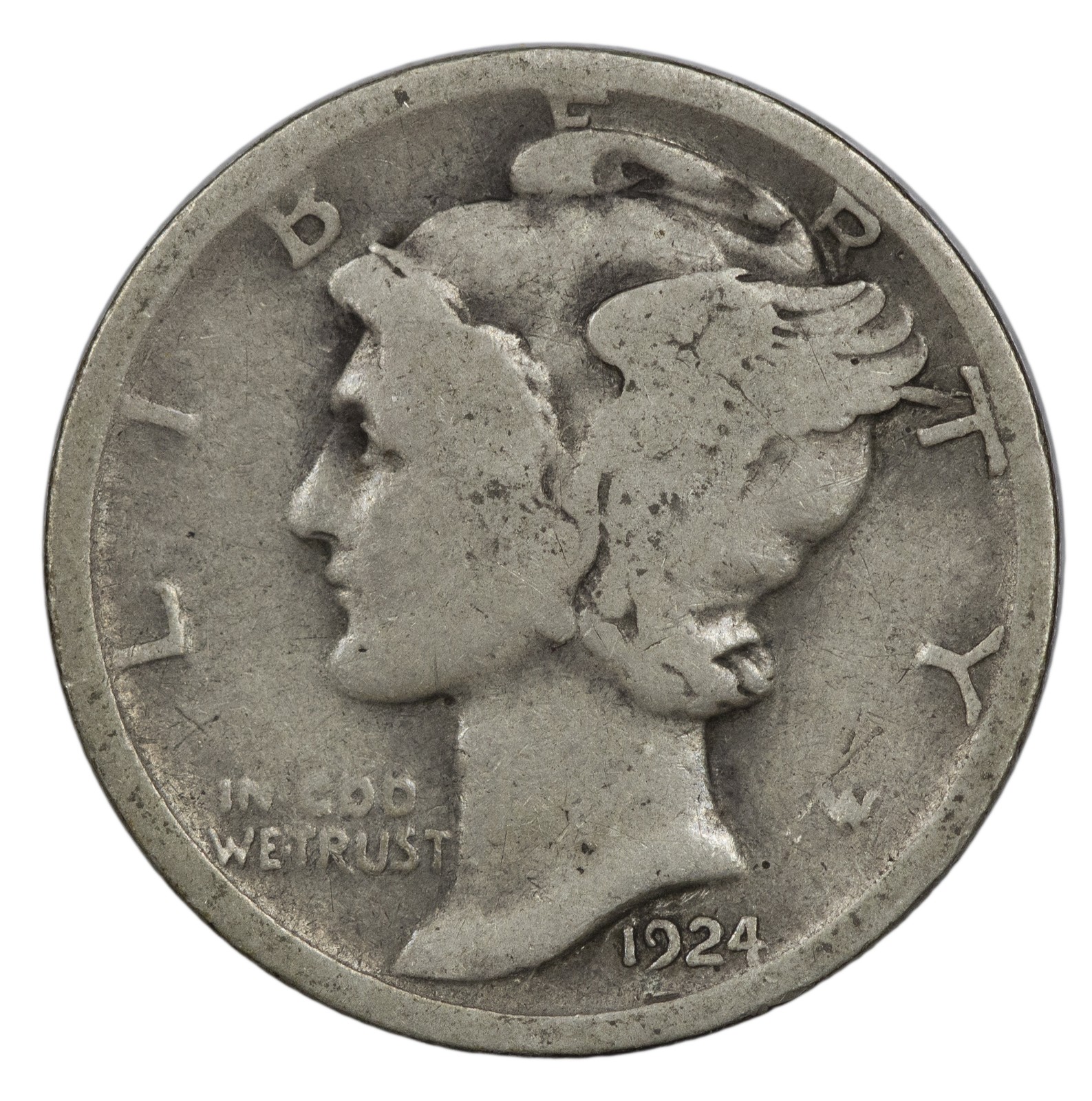 1924 -D Mecury Dime 10c 90% Silver US Coin *** VG-G  (SP)