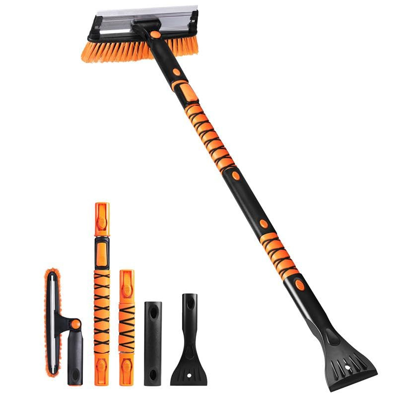 EcoNour 49" Extendable Squeegee Snow Brush and Ice Scraper for Car Windshield