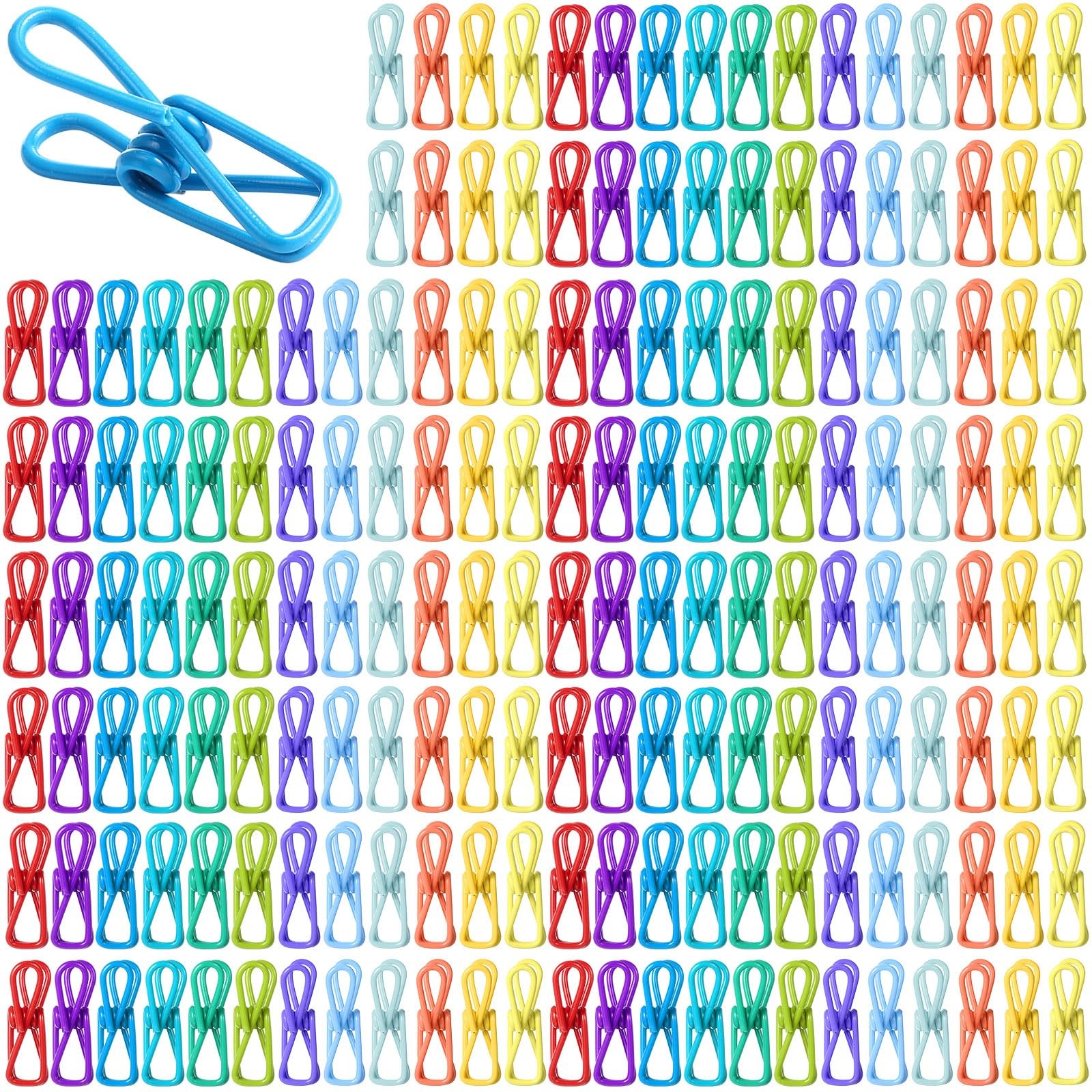 150 Pcs Chip Food Bags Clips Bulk Multi-Colored Utility PVC-Coated Steel Clip...