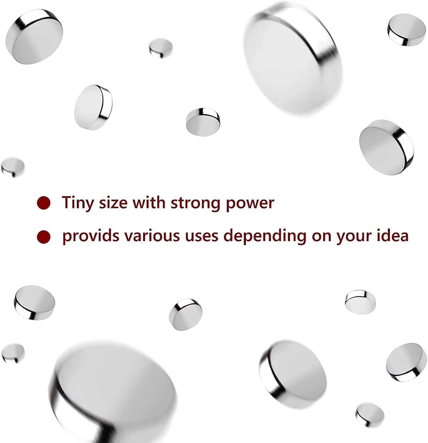 RHINOCATS 400Pcs Tiny Magnets, 4 Different Size,Small mixed 400 Packs, Silver