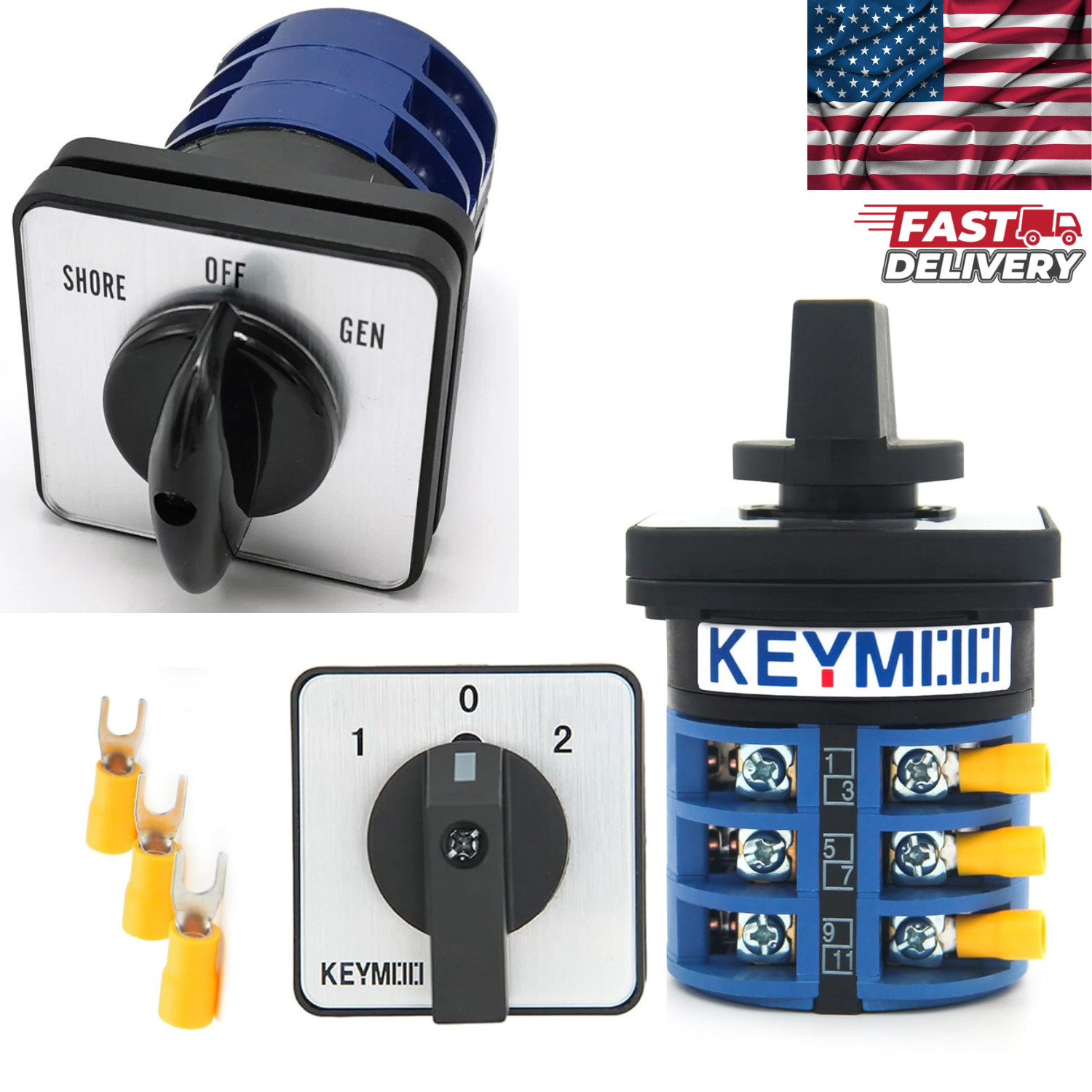 40 Amp Transfer Switch,Shore-Off-Gen Rotary Switch for RV,Motorhome,Truck,Boat
