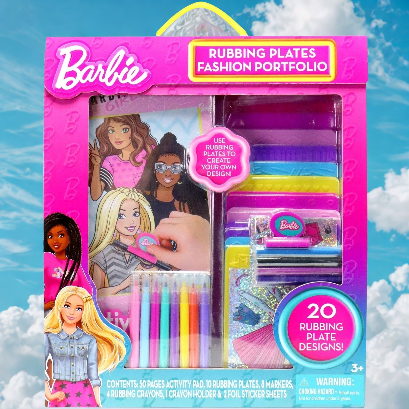 Barbie Rubbing Plates Set Art Activity Kit for Girls with Texture Plates, Cra...