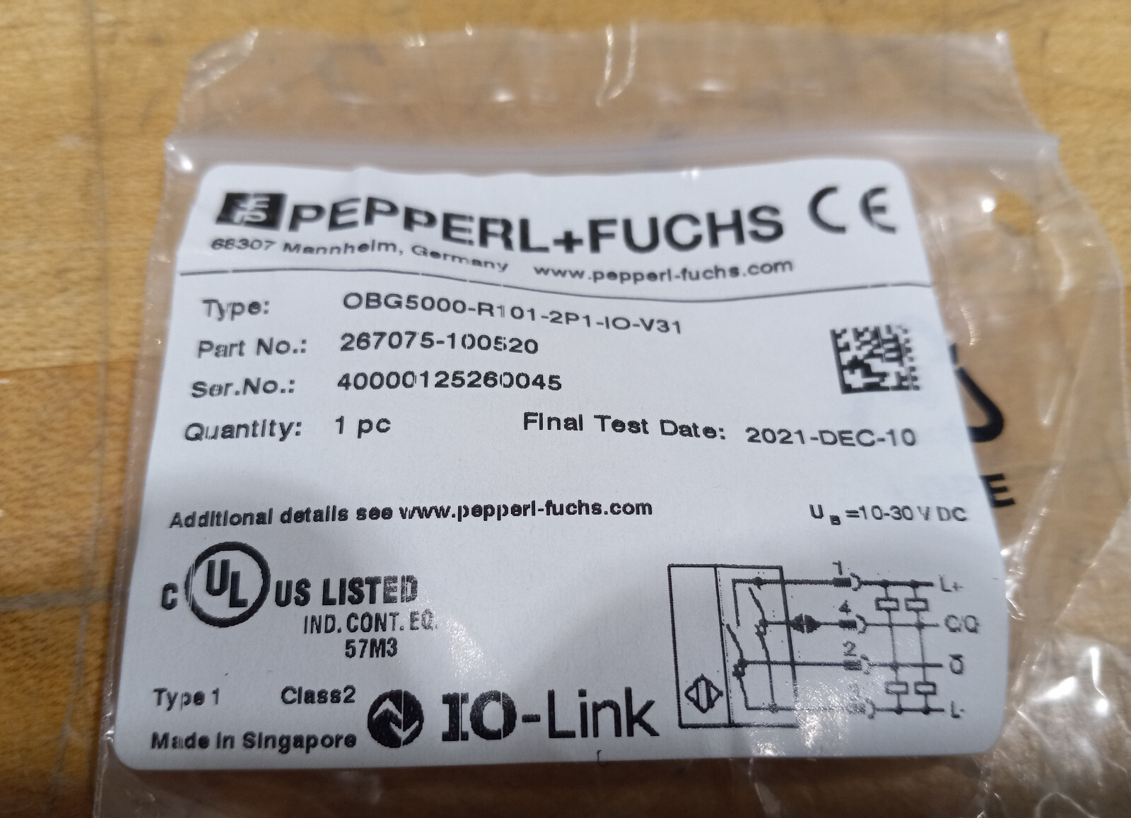 PEPPERL+FUCHS OBG5000-R101-2P1-IO-V31 SENSOR