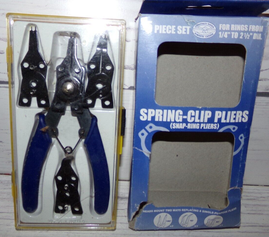 Spring Clip Pliers 1/4" -2 1/2" Snap Ring 5 Piece Tool Set Adjusting Kit