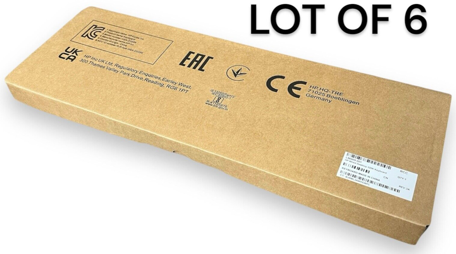 (BRAND NEW) (LOT OF 6) HP Black Slim Wired USB Keyboard DIB (US) L96909-001
