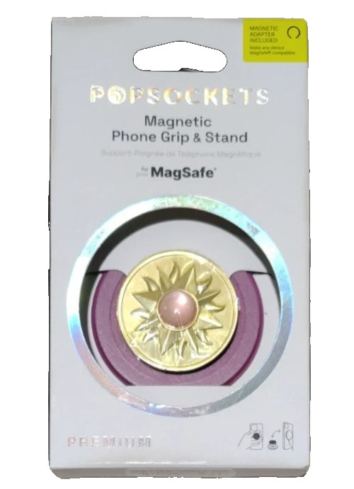 PopSockets Magnetic Phone Grip Stand w/ MagSafe Adapter Ring - Enamel Sun Jewel