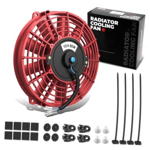 High Performace Electric Cooling Slim Radiator Fan with Mount Kit, 7 Inch Red