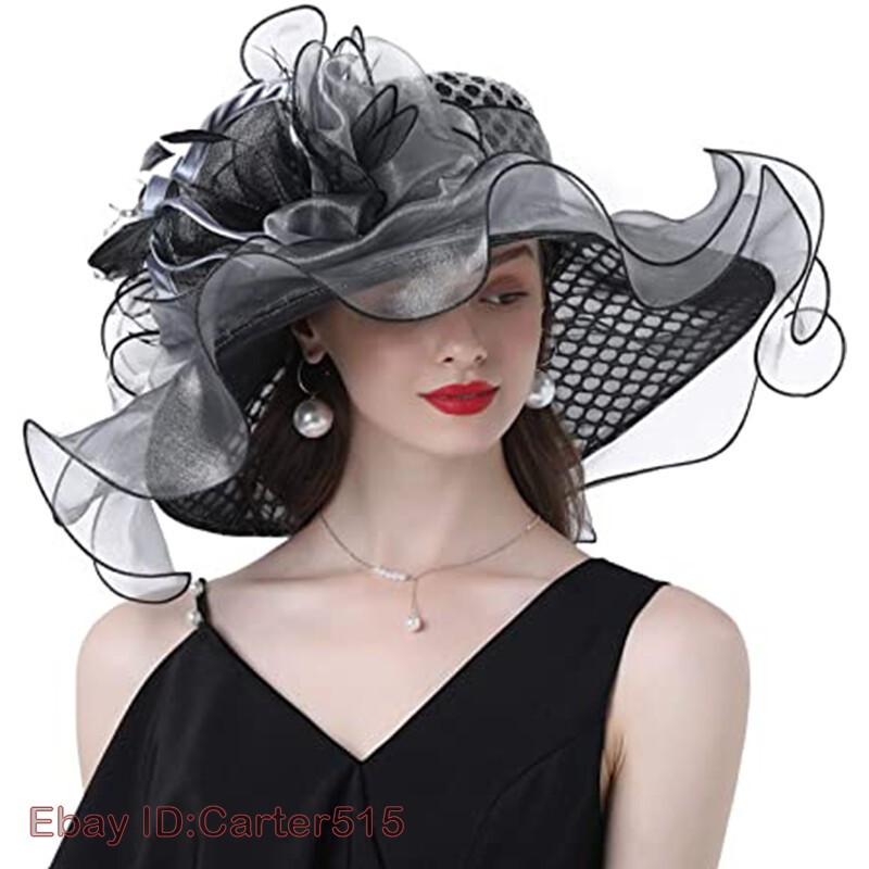 Wide Brim Derby Hat Flounce Cocktail Tea Party Bridal Wedding Dress Formal Hats