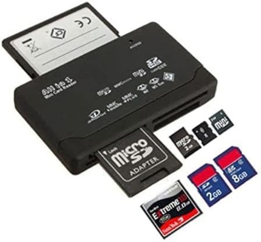 Versatile USB Memory Card Reader with 6 Slots - Black, Compact Design
