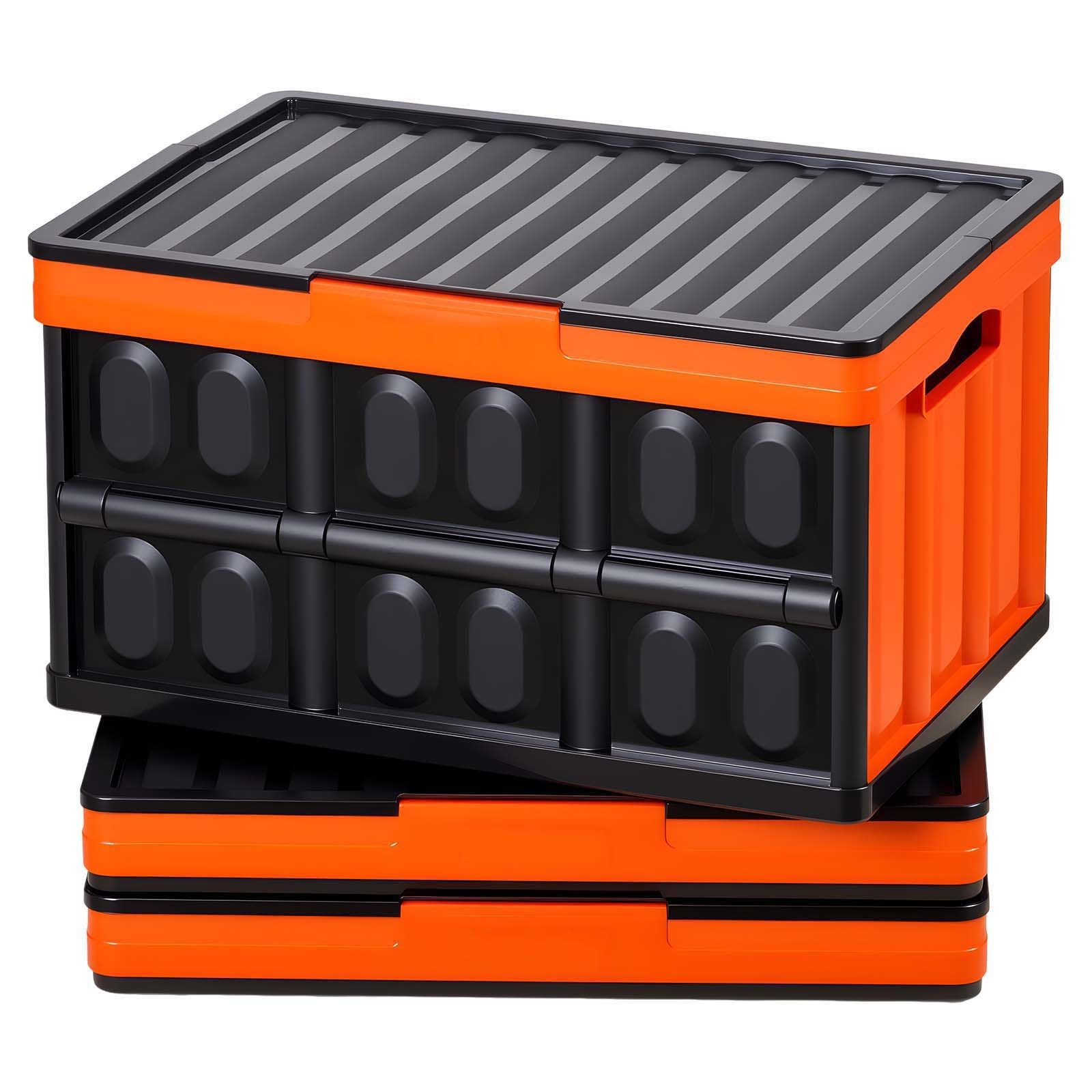 45L PP Foldable Storage Bins 3-Pack, Holds 44lb, Stackable
