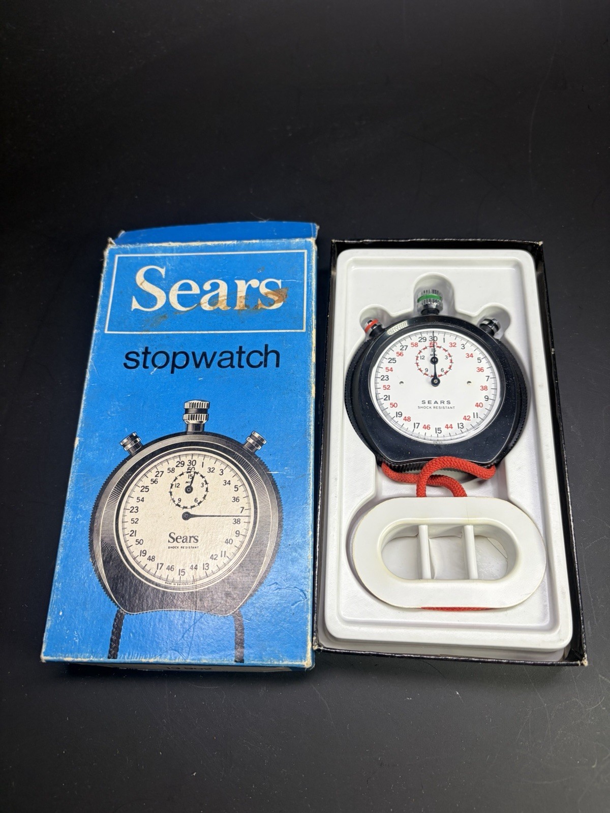 Sears Vintage Stopwatch Swiss Made w/Original Box - 1903 - Black