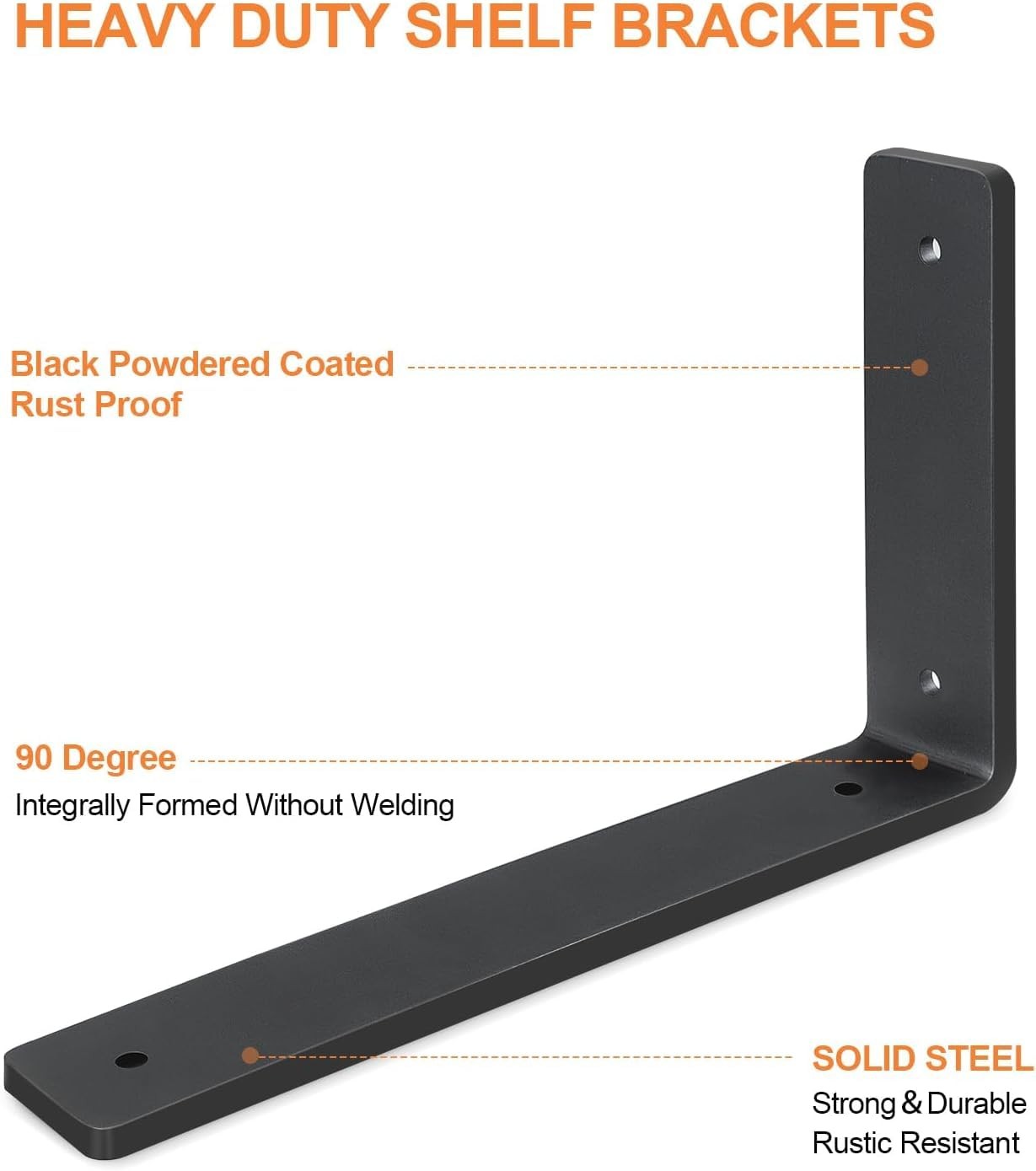 Heavy Duty Shelf Brackets 8 Inch (6 Pack), Rustic L Floating Shelf Brackets, Wal