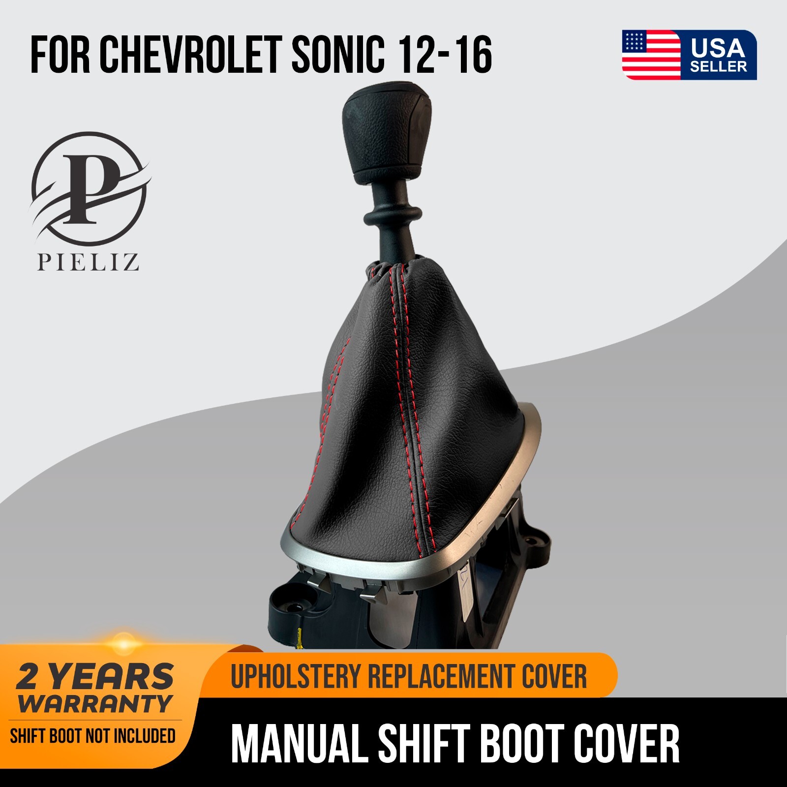 Manual Shift Boot Carbon for Chevrolet Sonic 2012-2016 Red Stitch