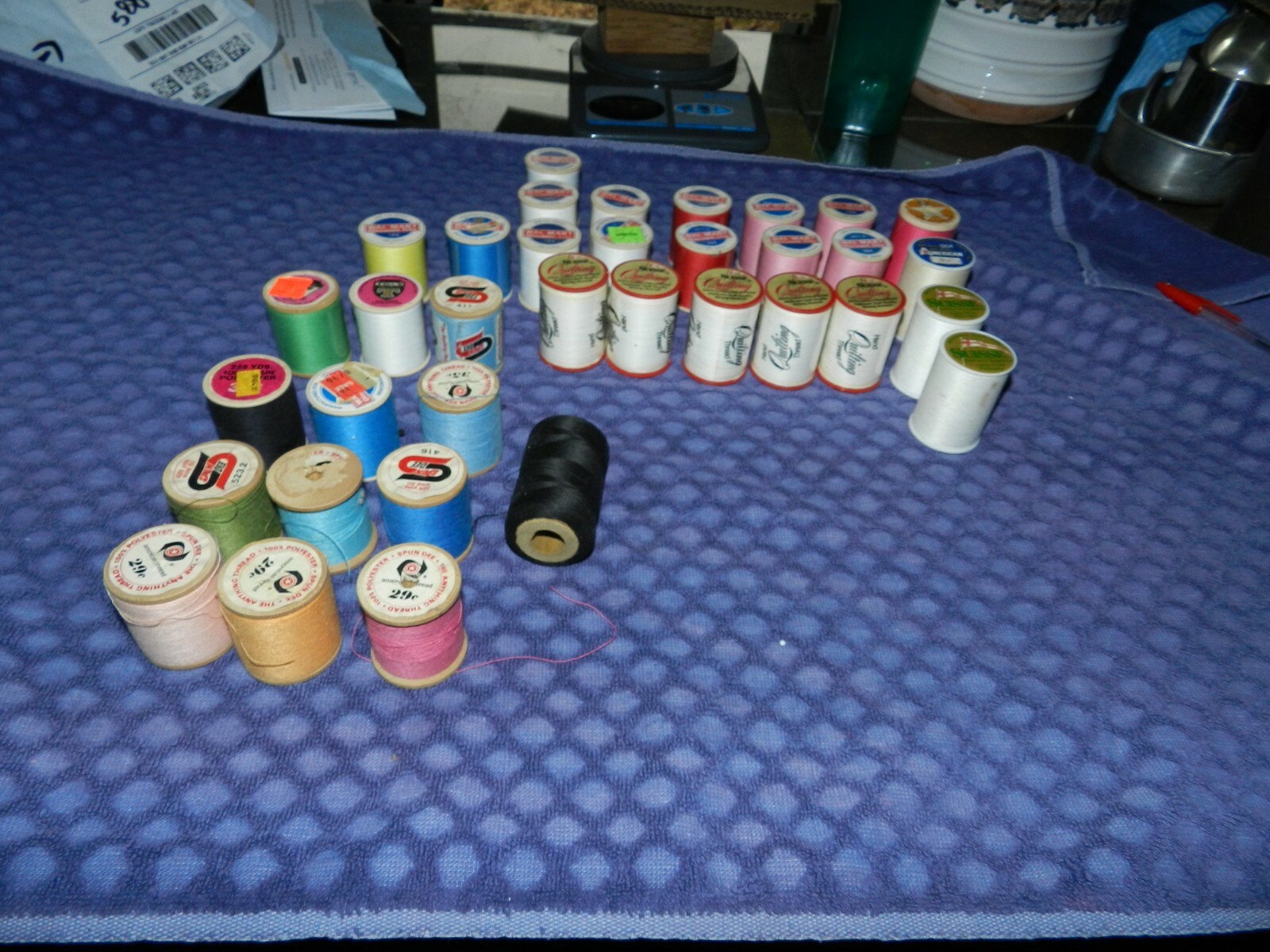 Cotton Hand Quilting & Other Threads, various colors, 35 spools, Asst Brands