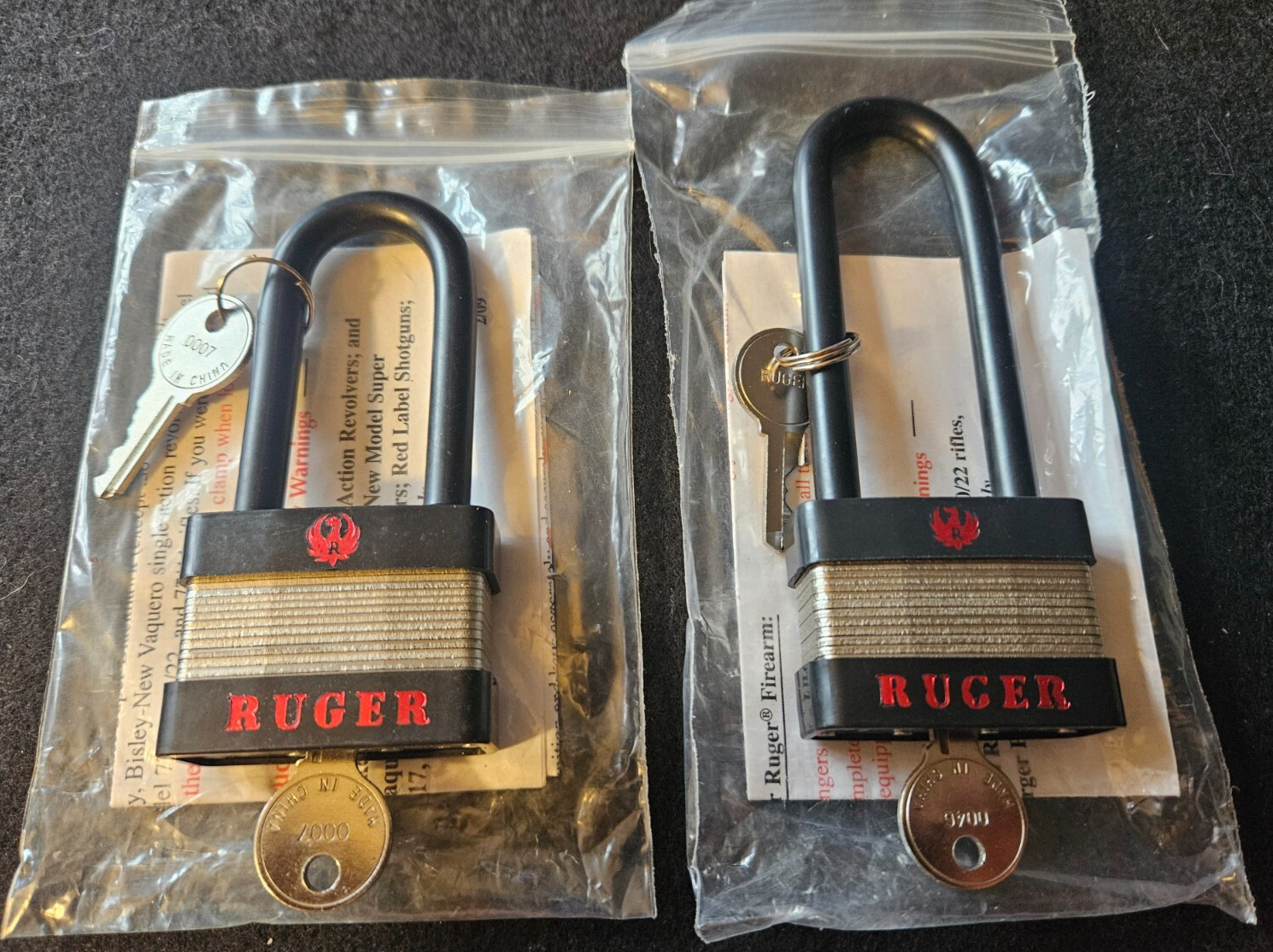 2 Ruger Padlocks, Nos. 5025A & 5035A. Regal. 2 Keys Ea. New w/ Instructions.