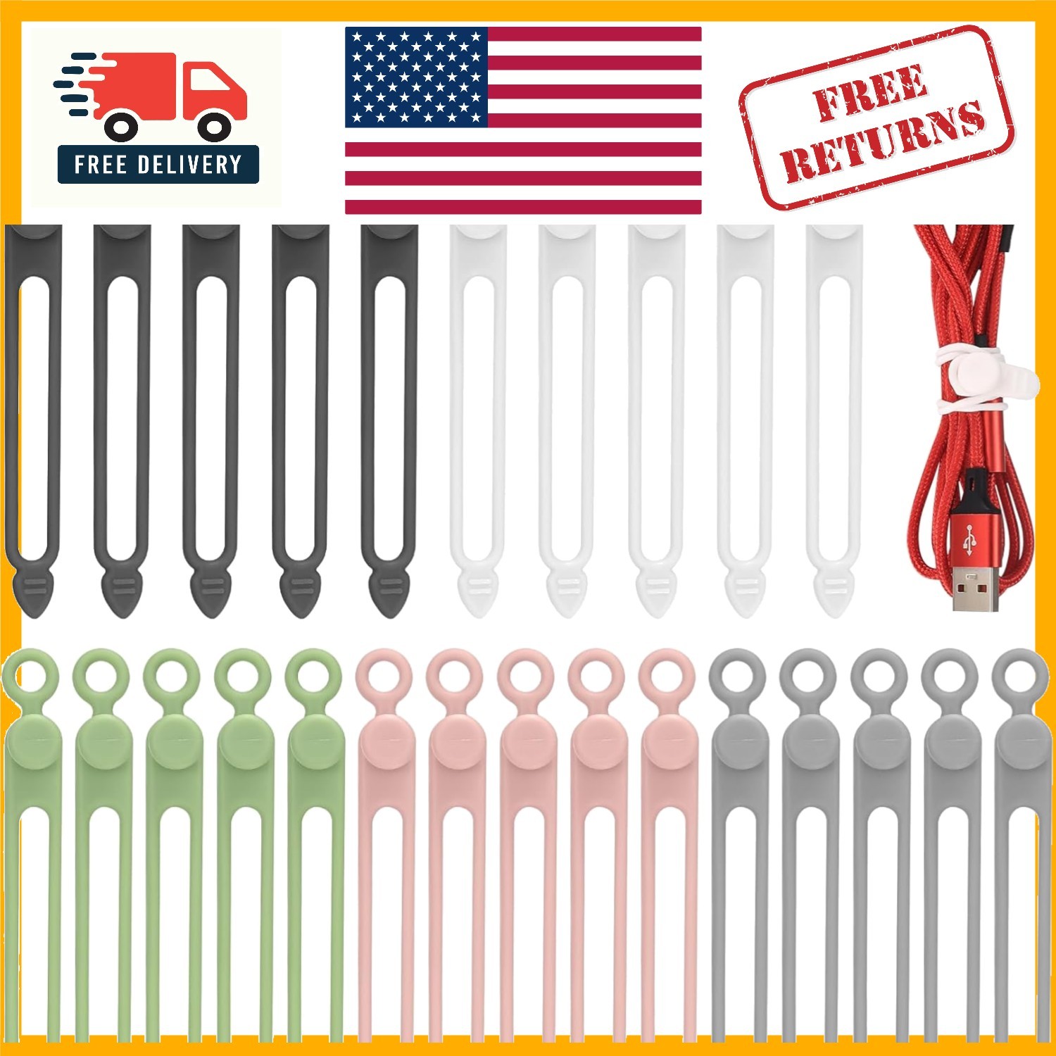 Reusable Silicone Cable Organizer Clips - 25 Pcs for Efficient Space Saving