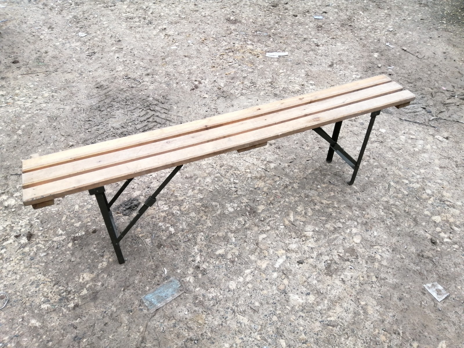 British Army Wooden Trestle Folding Bench Military School Event Surplus