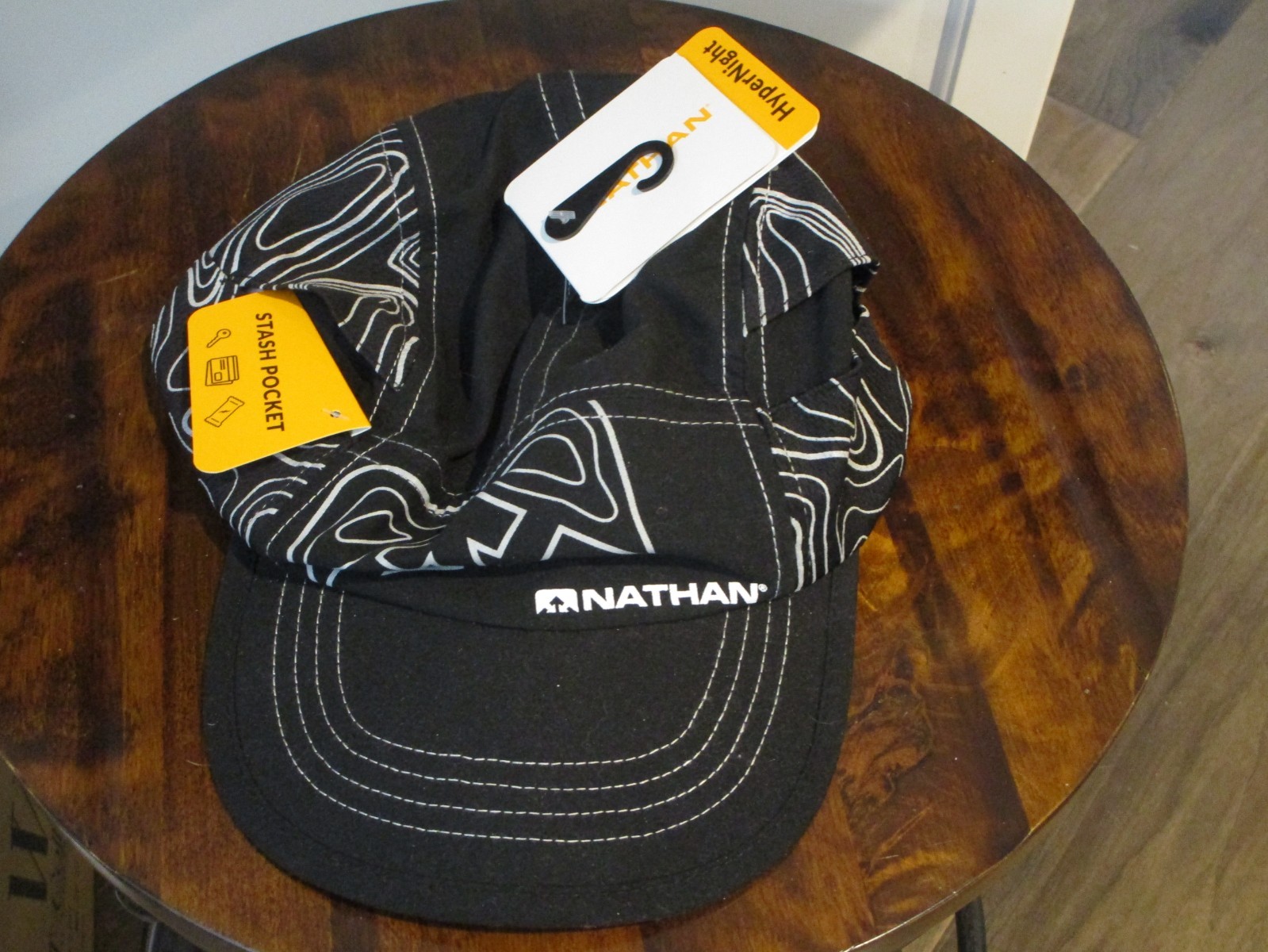 NATHAN HYPERNIGHT QUICK STASH RUN BLACK TOPO CAP HAT  NEW