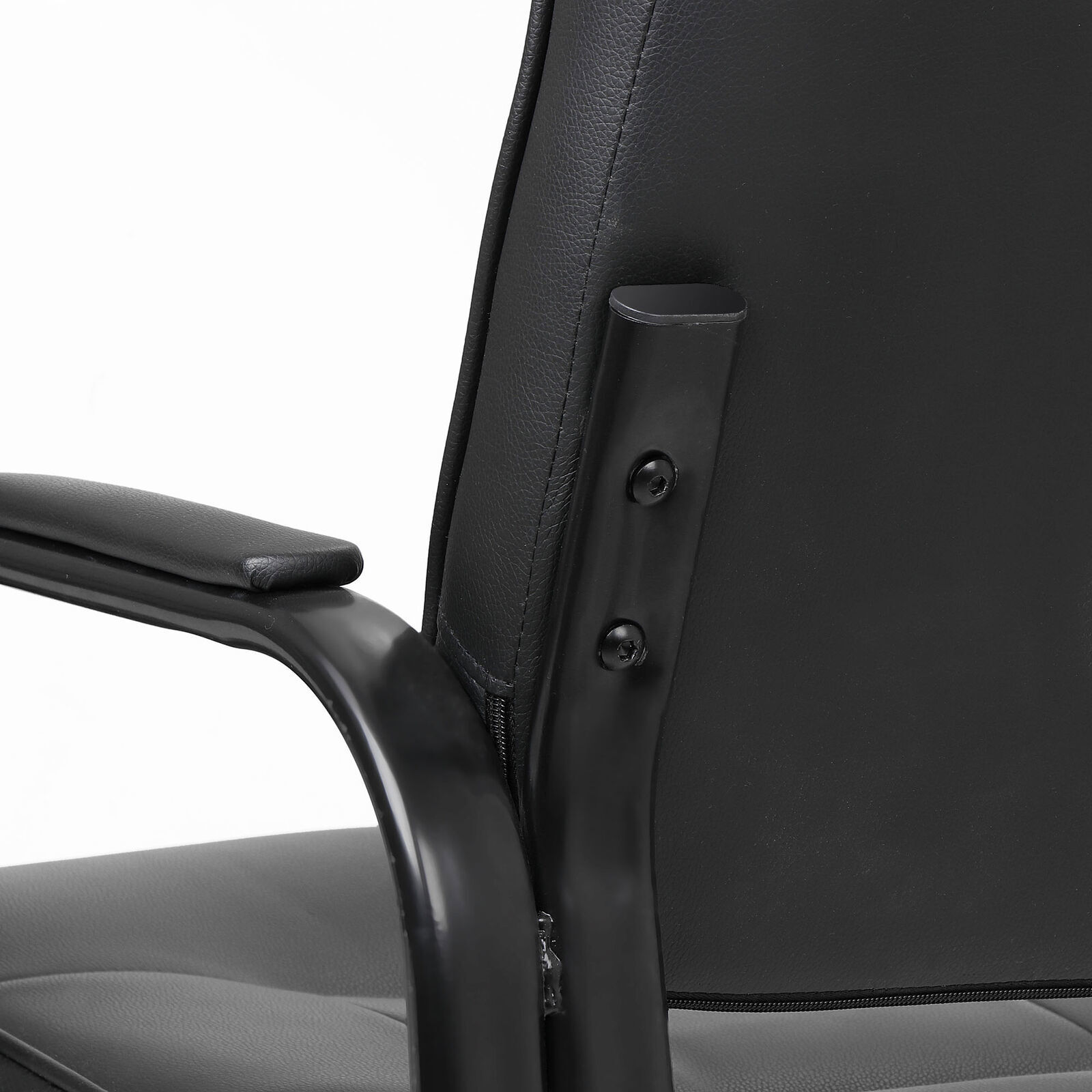 2PCS Back Smooth Leather Office Desk Computer Guest Chair Durable Metal Frame