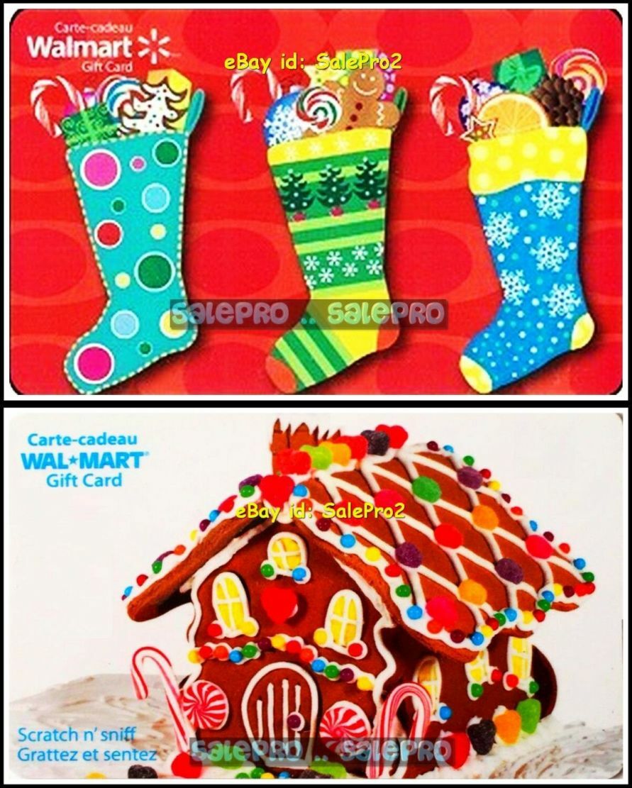 2x WALMART CHRISTMAS GINGERBREAD HOUSE 3 STOCKINGS COLLECTIBLE GIFT CARD LOT