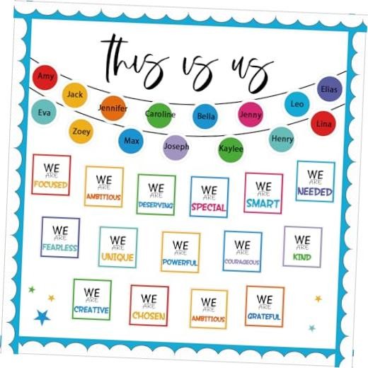 88 Pcs Motivational School Bulletin Board This is Us Inspirational Cutout Set