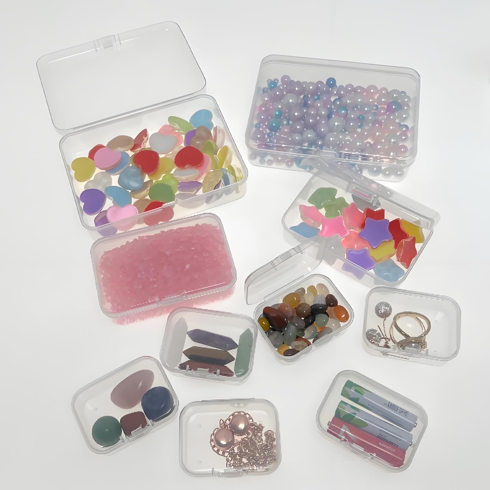 Bead Organizers and Storage-28 Pcs Small Plastic Boxes,Mini Clear Plastic Sto...