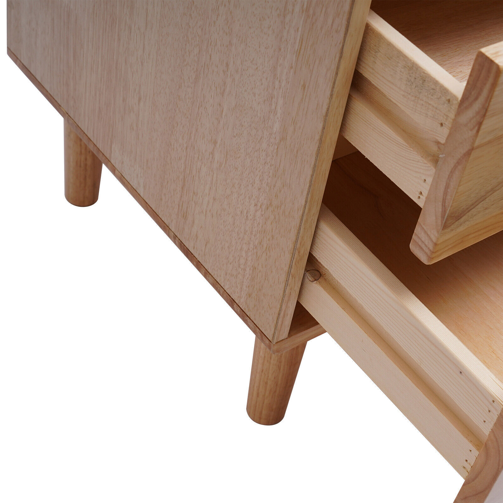 Nordic Style Solid Wood 2 Drawers Bedside Table Nightstand Home Decor