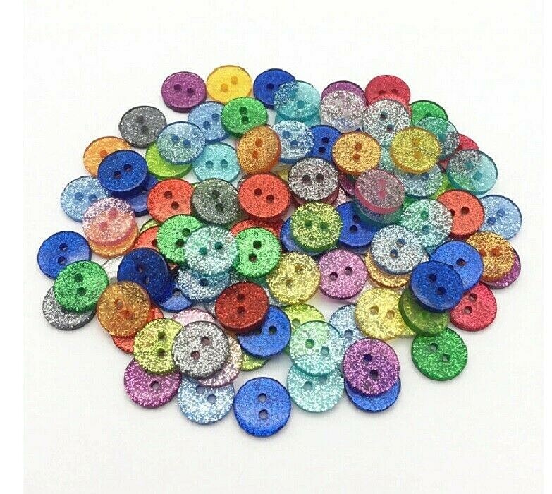 Pkg of 20 GLITTERY SPARKLE 2-hole Resin Buttons 1/2" (13mm) Craft (W105)