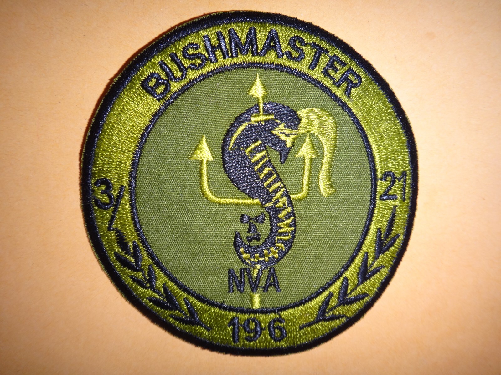 US 3rd Bn 21st Infantry Rgt 196th Infantry Brigade BUSHMASTER Vietnam War Patch